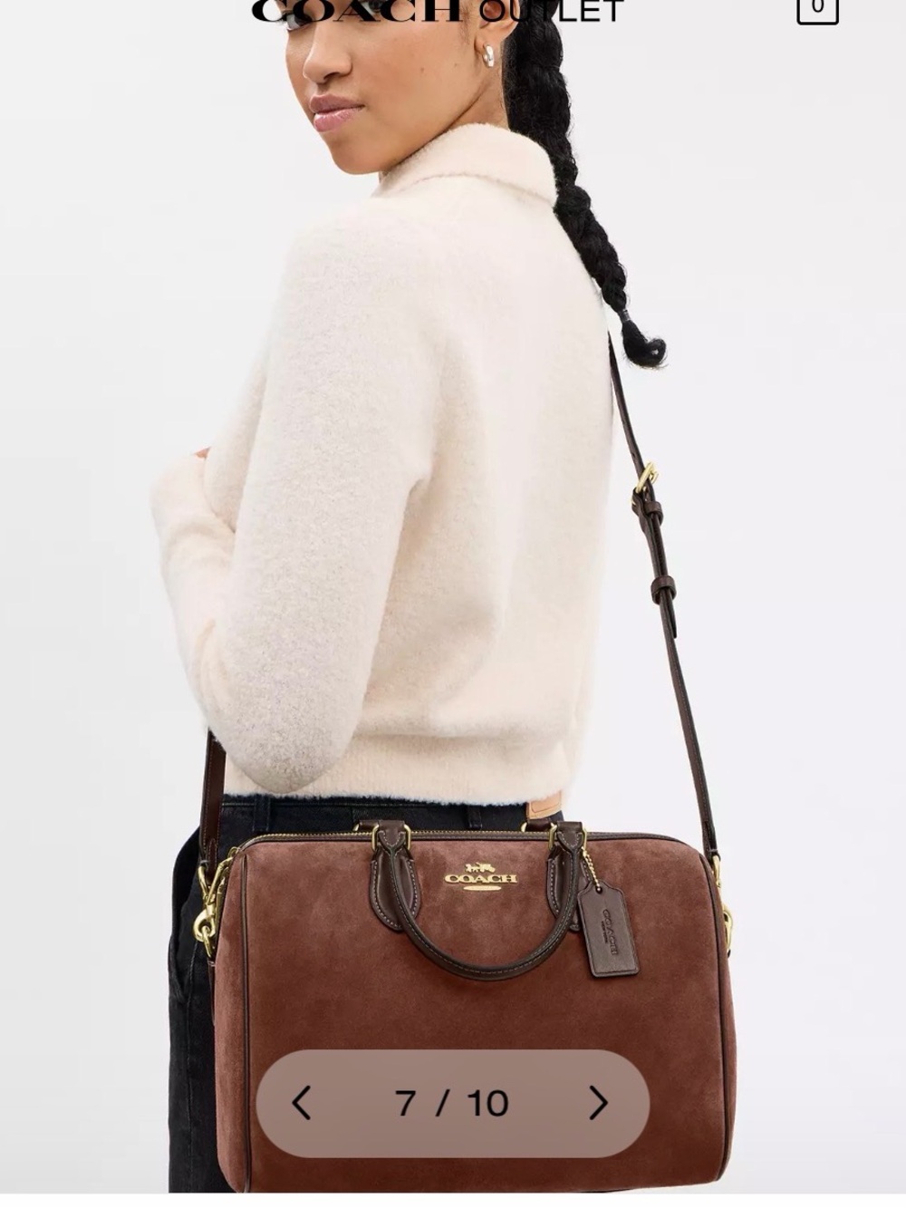 Coach Rowan Large Saychel Bag in Warm Brown Suede